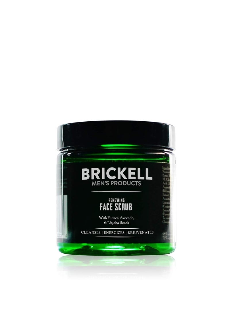 Brickell Men's Renewing Face Scrub for Men, Natural and Organic Deep Exfoliating Facial Scrub Formulated with Jojoba Beads, Coffee Extract and Pumice, 4 Ounce, Scented